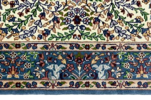 Cream & Blue Floral 4X6 Kirman Oriental Rug