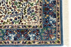 Cream & Blue Floral 4X6 Kirman Oriental Rug