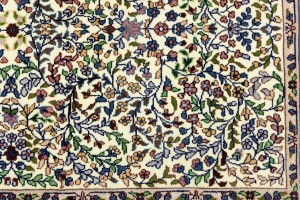 Cream & Blue Floral 4X6 Kirman Oriental Rug
