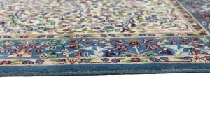 Cream & Blue Floral 4X6 Kirman Oriental Rug
