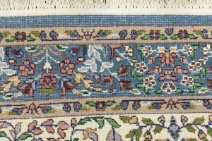 Cream & Blue Floral 4X6 Kirman Oriental Rug