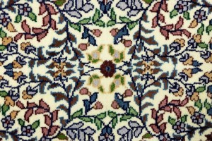 Cream & Blue Floral 4X6 Kirman Oriental Rug