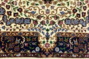 Cream & Navy Floral 4X6 Kirman Oriental Rug
