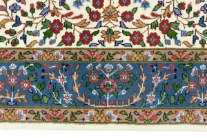 Cream & Blue Floral 4X6 Kirman Oriental Rug