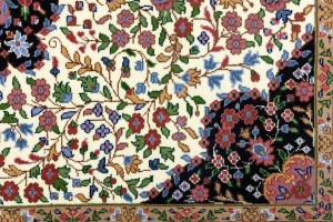 Cream & Blue Floral 4X6 Kirman Oriental Rug