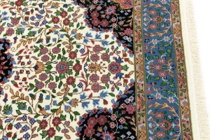 Cream & Blue Floral 4X6 Kirman Oriental Rug