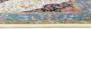 Cream & Blue Floral 4X6 Kirman Oriental Rug