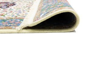 Cream & Blue Floral 4X6 Kirman Oriental Rug