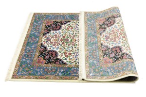 Cream & Blue Floral 4X6 Kirman Oriental Rug