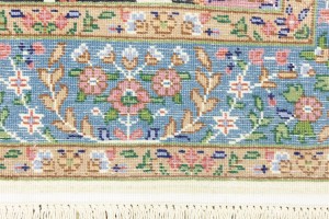 Cream & Blue Floral 4X6 Kirman Oriental Rug