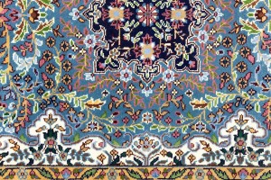 Blue & Navy Floral 4X6 Kirman Oriental Rug