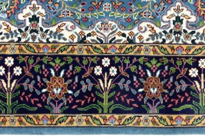 Blue & Navy Floral 4X6 Kirman Oriental Rug