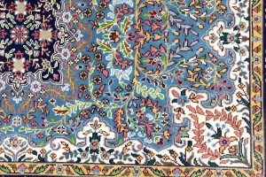 Blue & Navy Floral 4X6 Kirman Oriental Rug