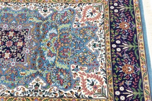 Blue & Navy Floral 4X6 Kirman Oriental Rug