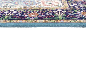 Blue & Navy Floral 4X6 Kirman Oriental Rug