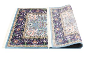 Blue & Navy Floral 4X6 Kirman Oriental Rug