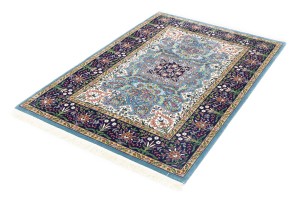 Blue & Navy Floral 4X6 Kirman Oriental Rug