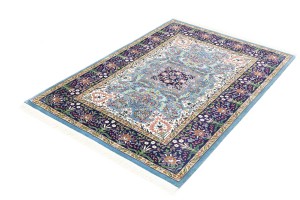 Blue & Navy Floral 4X6 Kirman Oriental Rug