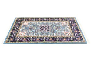 Blue & Navy Floral 4X6 Kirman Oriental Rug