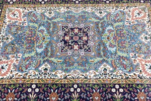 Blue & Navy Floral 4X6 Kirman Oriental Rug