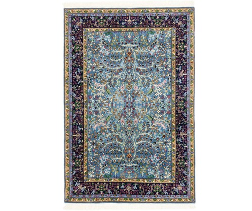 Blue & Navy Floral 4X6 Kirman Oriental Rug