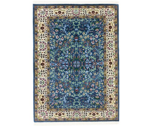 Blue & Cream Floral 4X6 Kirman Oriental Rug