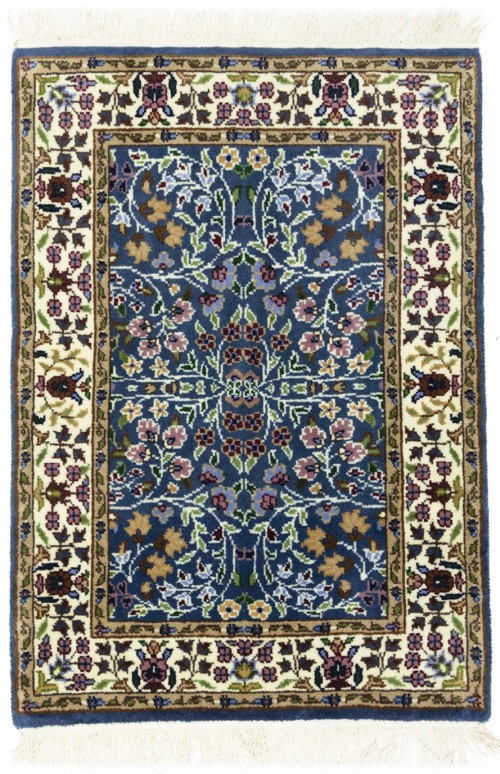 Blue & Cream Floral 2X3 Kirman Oriental Rug