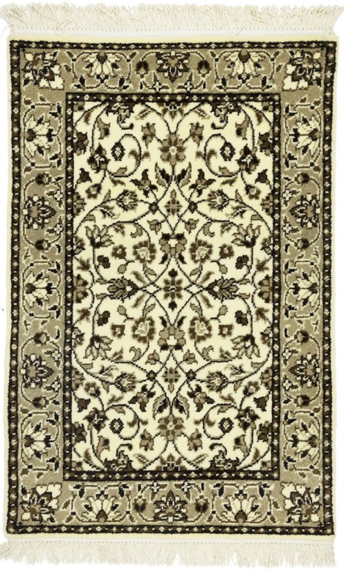 Cream & Brown Floral 2X3 Kirman Oriental Rug