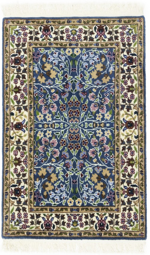 Blue & Cream Floral 2X3 Kirman Oriental Rug