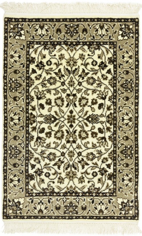 Cream & Brown Floral 2X3 Kirman Oriental Rug