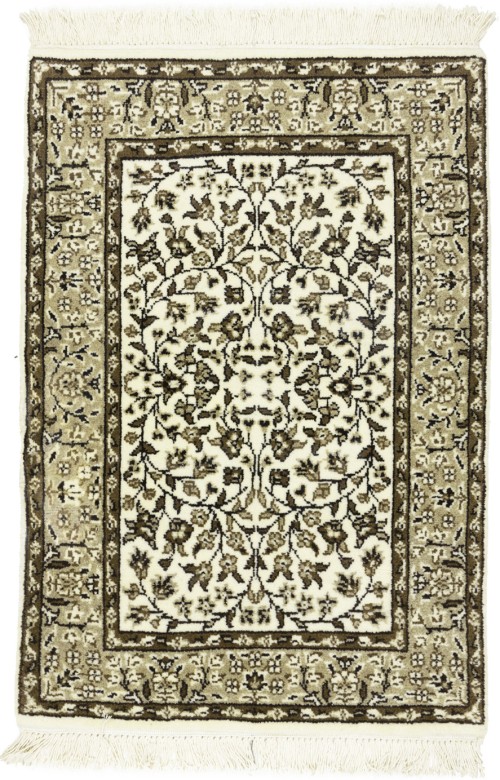 Cream & Brown Floral 2X3 Kirman Oriental Rug