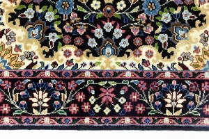 Black Floral 3X3 Kirman Oriental Square Rug