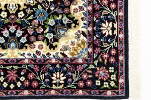 Black Floral 3X3 Kirman Oriental Square Rug