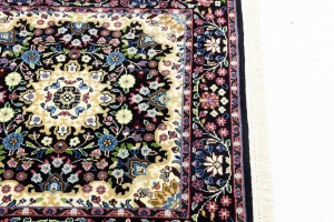 Black Floral 3X3 Kirman Oriental Square Rug
