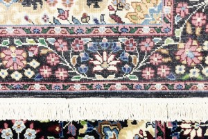 Black Floral 3X3 Kirman Oriental Square Rug