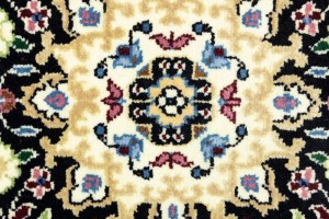 Black Floral 3X3 Kirman Oriental Square Rug