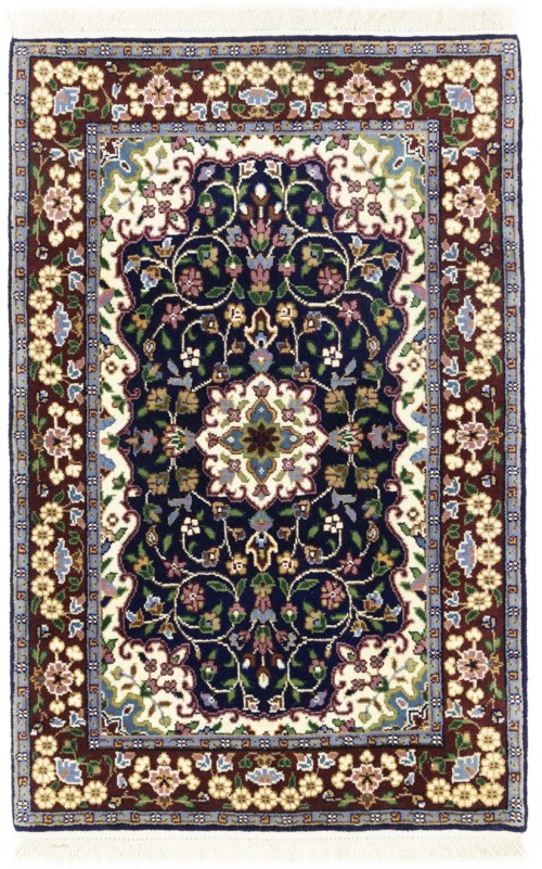 Navy & Maroon Floral 3X4 Kirman Oriental Rug