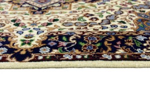 Cream & Navy Floral 3X4 Kirman Oriental Rug