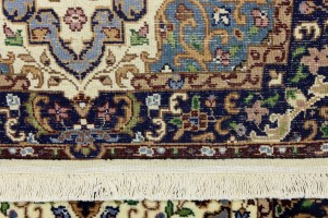 Cream & Navy Floral 3X4 Kirman Oriental Rug