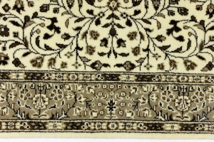 Cream Beige Floral 3X3 Kirman Oriental Square Rug