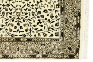 Cream Beige Floral 3X3 Kirman Oriental Square Rug