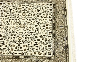 Cream Beige Floral 3X3 Kirman Oriental Square Rug