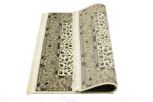 Cream Beige Floral 3X3 Kirman Oriental Square Rug