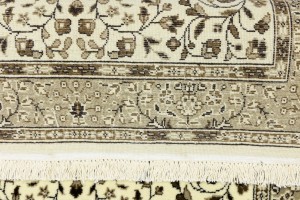Cream Beige Floral 3X3 Kirman Oriental Square Rug