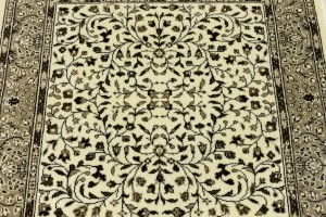 Cream Beige Floral 3X3 Kirman Oriental Square Rug