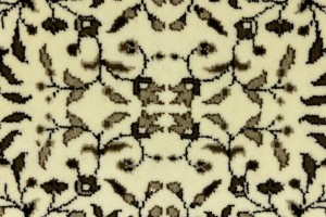 Cream Beige Floral 3X3 Kirman Oriental Square Rug