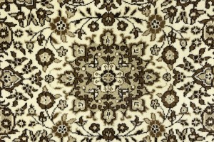 Cream Brown Floral 3X3 Kirman Oriental Square Rug