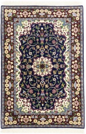 Navy & Maroon Floral 3X4 Kirman Oriental Rug
