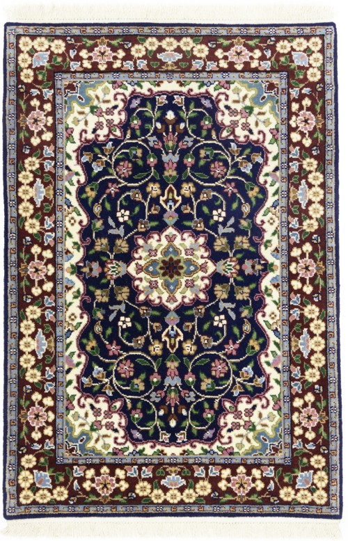 Navy & Maroon Floral 3X4 Kirman Oriental Rug