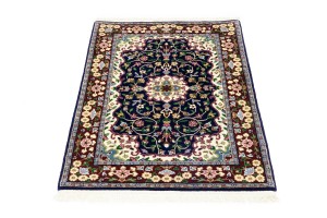 Navy & Maroon Floral 3X4 Kirman Oriental Rug